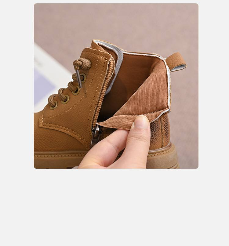 Bottines courtes tendance pour enfants, souples et à semelle épaisse, pour maman et enfant - Bottes décontractées en cuir souple pour garçons et filles - Noir et jaune - Tailles 26-37_voghion.com