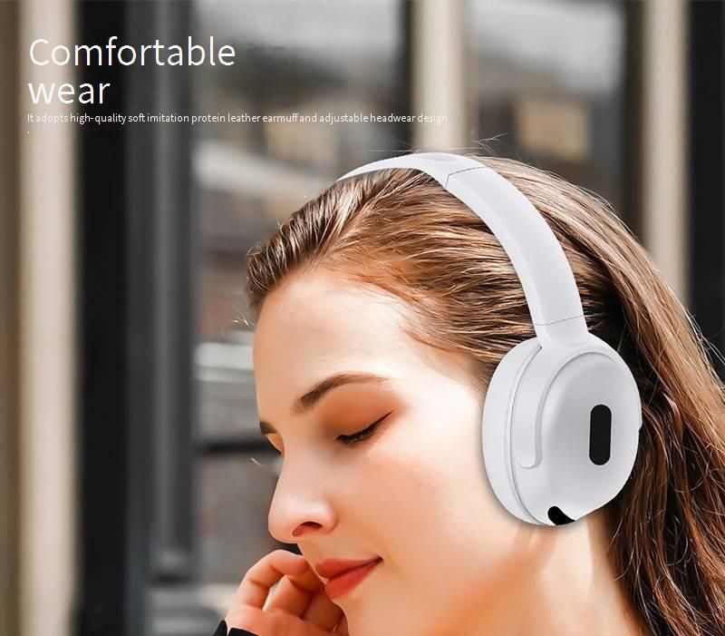MAX PRO Wireless Bluetooth Headphones With Built-in SD Card Slot - Over-Ear Stereo Headset For Music & Calls (Black/White)_voghion.com