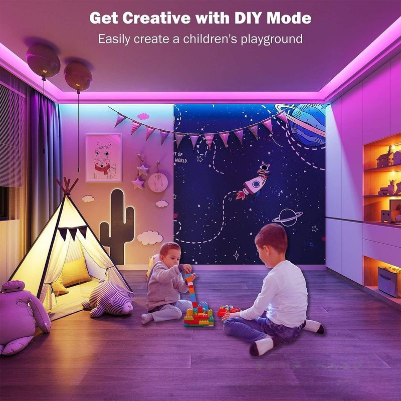 Tira de luces LED RGB de 24 V con Bluetooth e infrarrojos, 16 LED/metro, control inteligente por aplicación para fiestas, decoración del hogar, iluminación interior, Halloween y Navidad._voghion.com