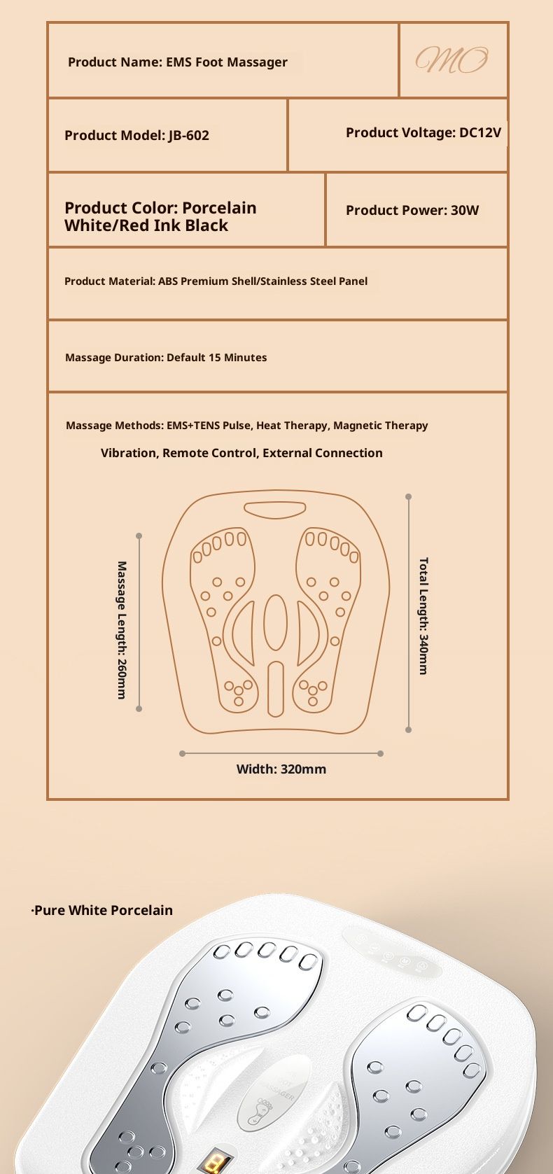 Massaggiatore per piedi con telecomando wireless, terapia a impulsi EMS, vibrazione e calore - Tappetino portatile per riflessologia Shiatsu_voghion.com