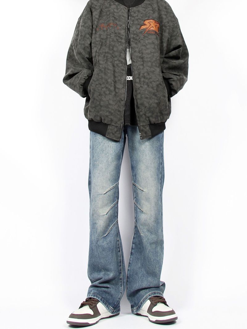 Herenkleding High Street American Vibe Jeans - Relaxed Straight Fit, Flared Bootcut, Vintage Washed Denim Broek voor Casual & Streetwear_voghion.com