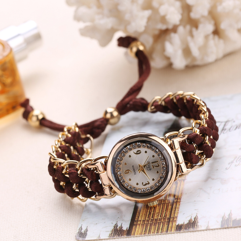 Heißer verkauf kleine zifferblatt mit diamant intarsien gewebt uhr, modische versenkbare seil quarz frauen uhr_voghion.com