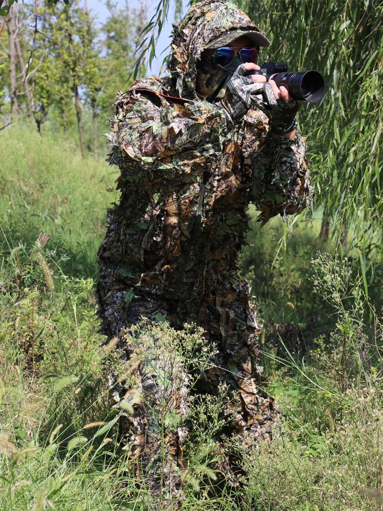 Plus Size 3D Camouflage Bionic Leaf Cloak Camouflage Ghillie Suit Camouflage Bird Watching Suit Hunting Suit_voghion.com