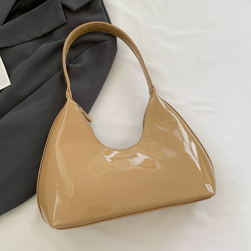 Borsa a tracolla in pelle verniciata da donna, versatile, alla moda, con tracolla, hobo, con cerniera, piccola borsa da ragazza_voghion.com