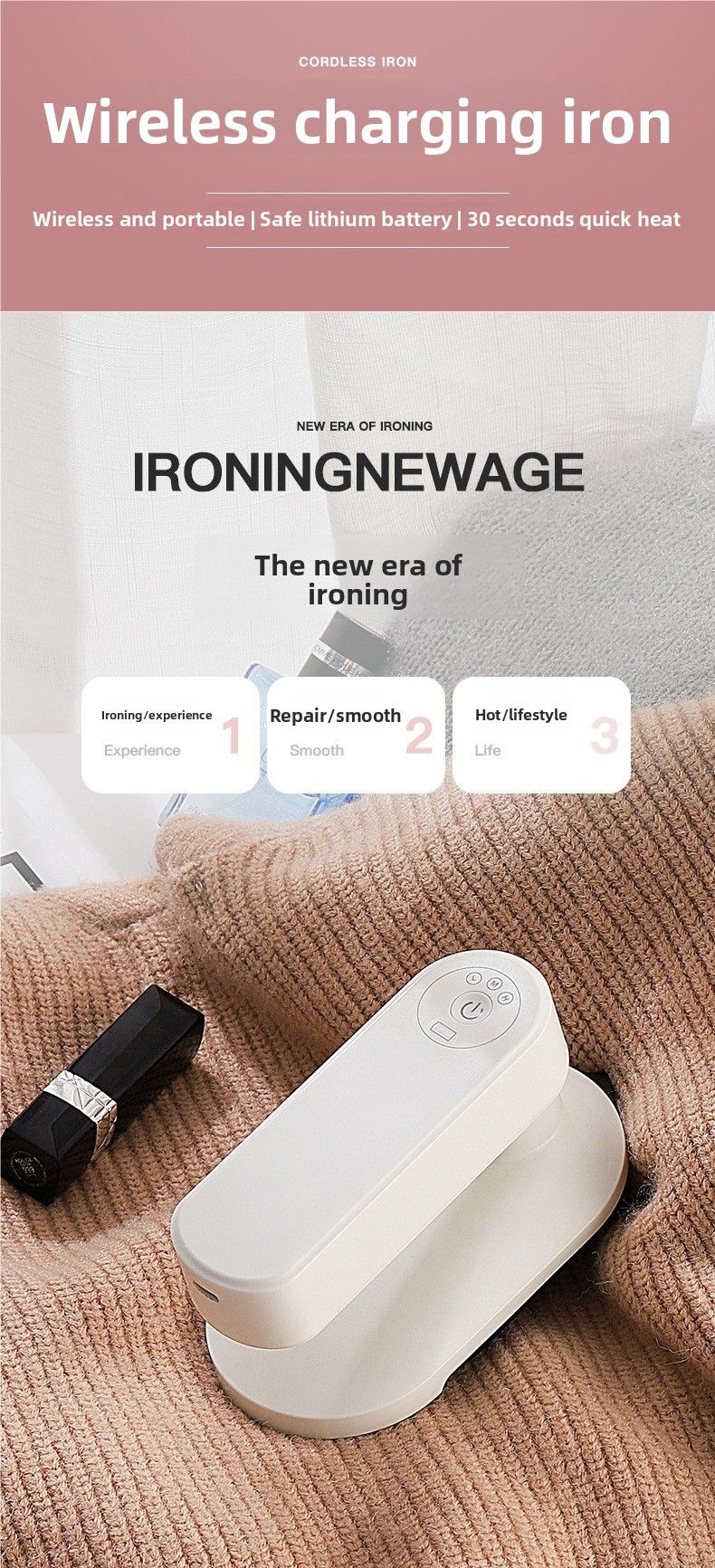 Wireless Charging Mini Handheld Garment Steamer Travel Portable Ironing Machine Home Small Clothes Iron_voghion.com