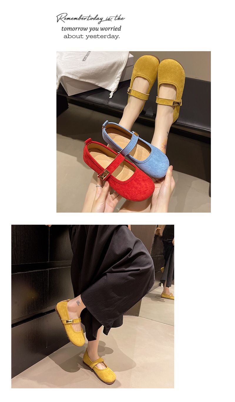 Französisch Retro Licht Mund Einzelnen Schuhe frauen Mit Rock Weichen Boden Gelb Flachen Boden Mary Jane Schöne Einzelnen Schuhe_voghion.com