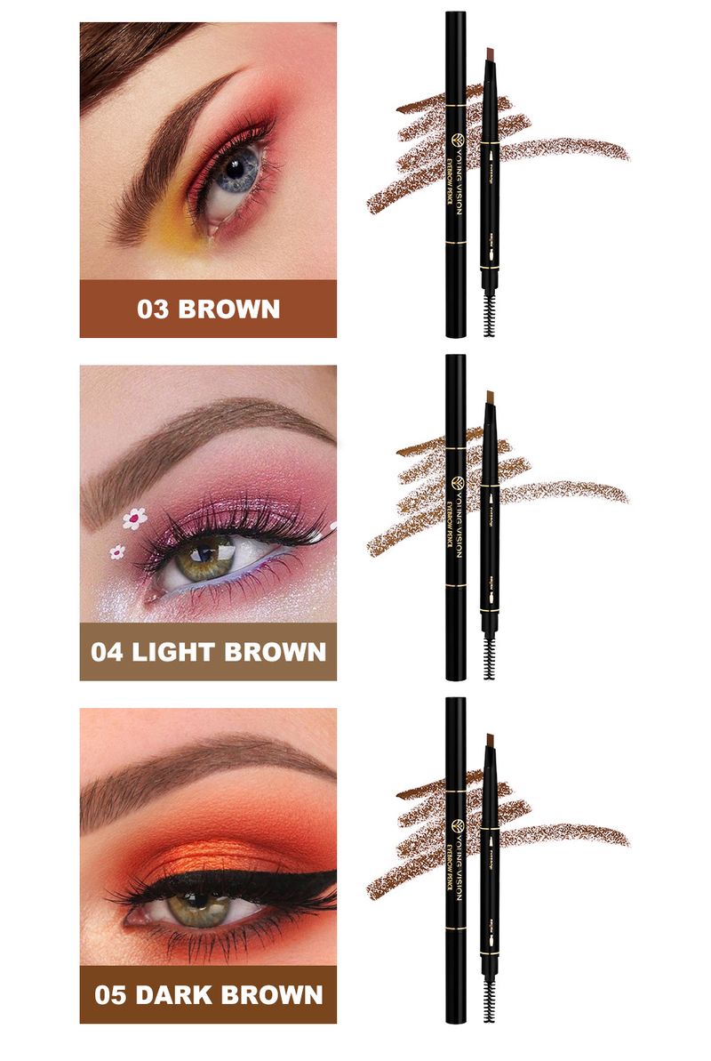 Eyebrow Enhancers Automatic Rotating Double Headed Triangle Eyebrow Pencil With Brush_voghion.com