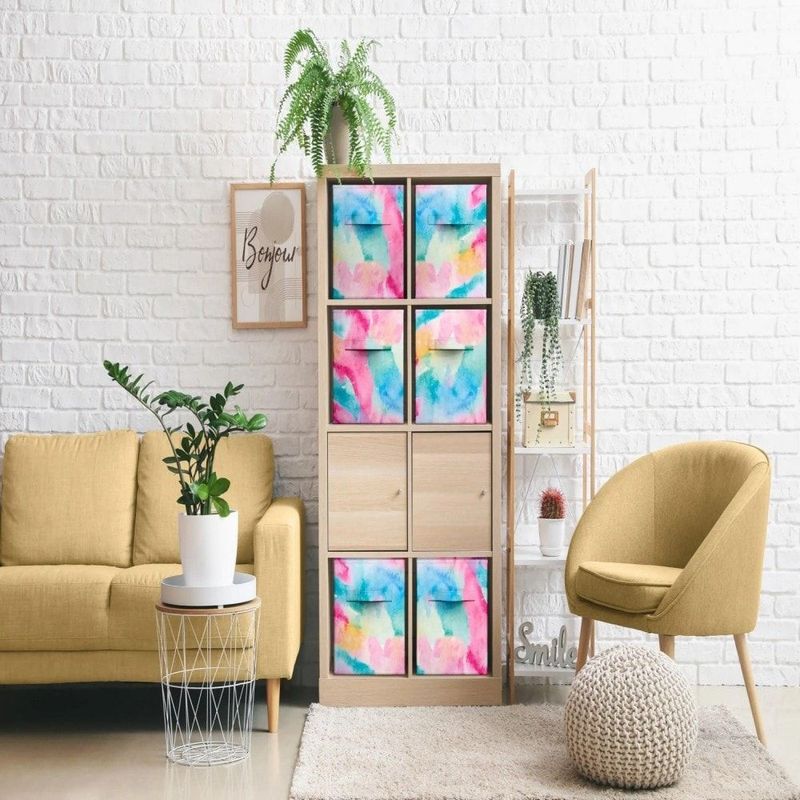 Fabric Storage Cubes - 6 Foldable Tie Dye Storage Bins For Organizing Cubbies, Toy Box - Clothes Storage & Closet Organizer - 11 Inch Collapsible Cube Baskets_voghion.com