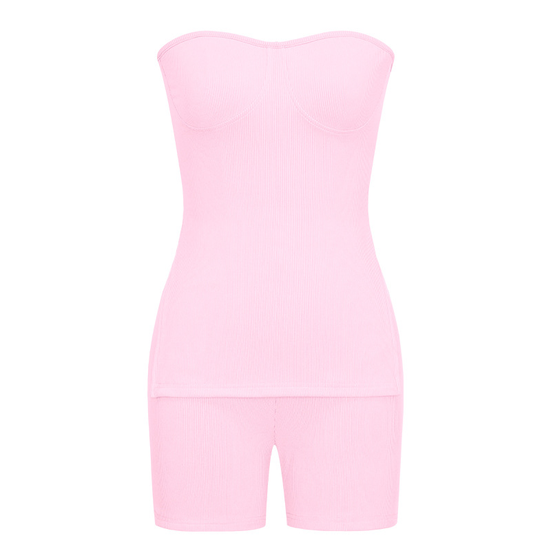 Women's knitted pit strip solid color fashion casual suit_voghion.com