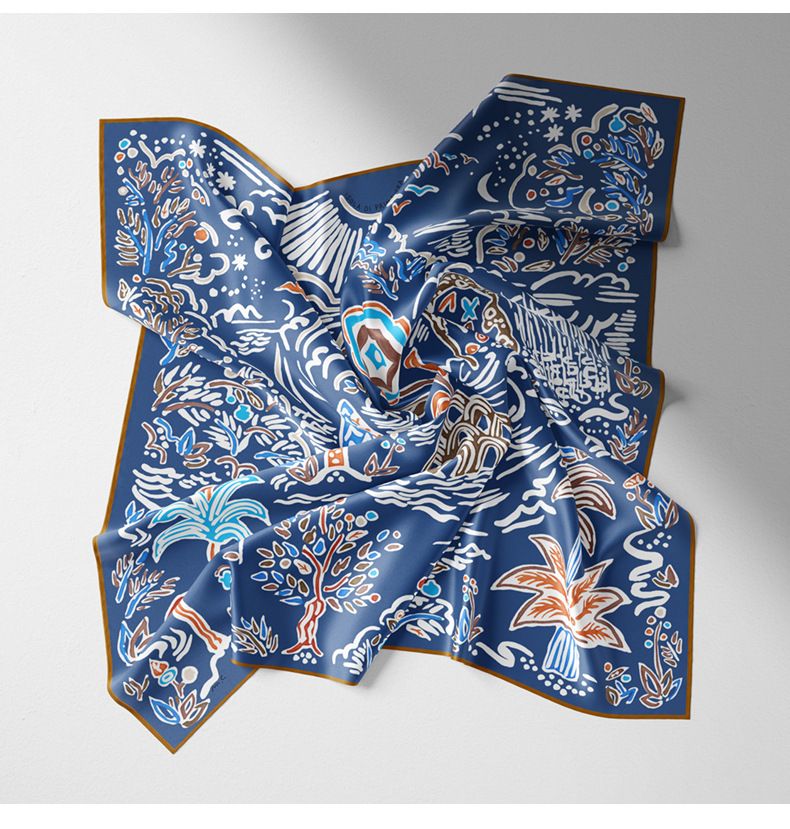 Silk Twill Scarf - Stylish Summer Print Shawl, Lightweight & Versatile For Women's Hair & Neck Accessory_voghion.com