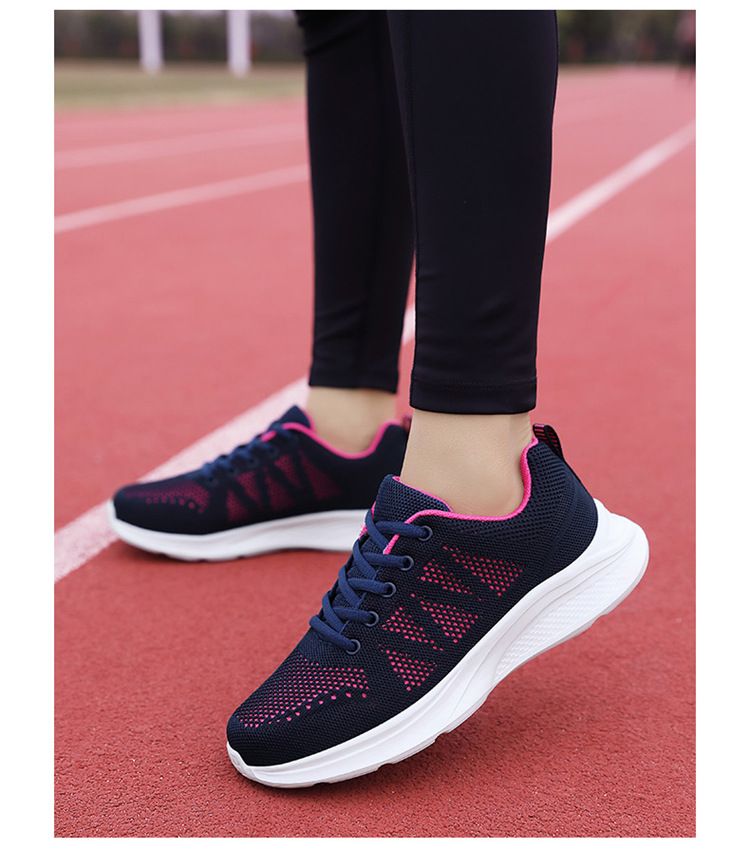 Comfortable all black 2024 spring/summer mesh breathable sports women's soft sole running casual work shoes_voghion.com