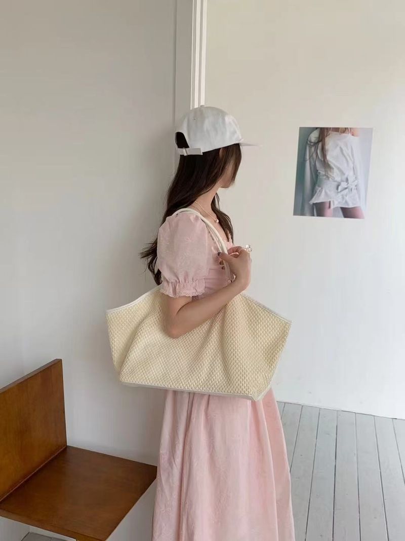 Borsa tote grande capacità da donna, in rete cava, per spiaggia, viaggi e vacanze_voghion.com