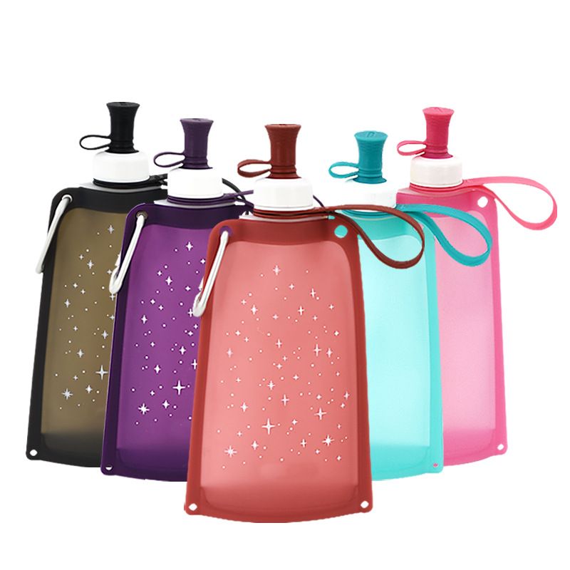 Silicone Outdoor Sports Portable Folding Bag Cycling Hiking Travel Supplies Water Bottle 550ml_voghion.com