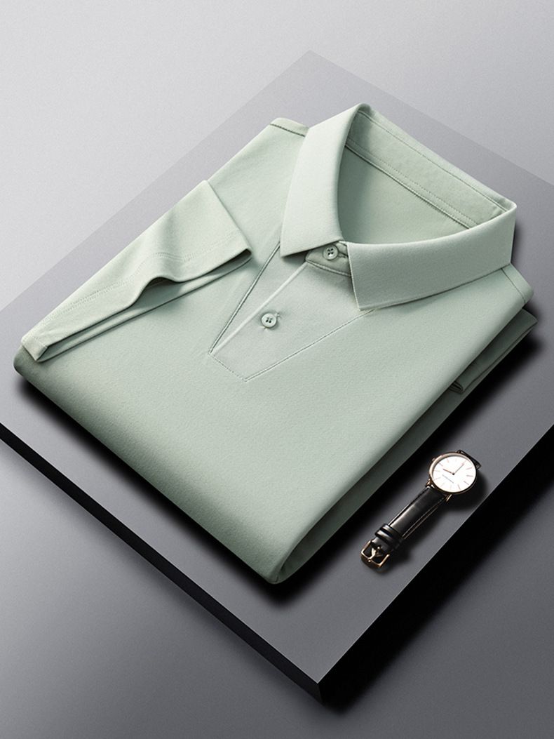 out-of App Popular Solid Color Clean Version Short-sleeved Polo Shirt T-shirt Men's Summer New Lapel Casual Loose Top Men's T_voghion.com