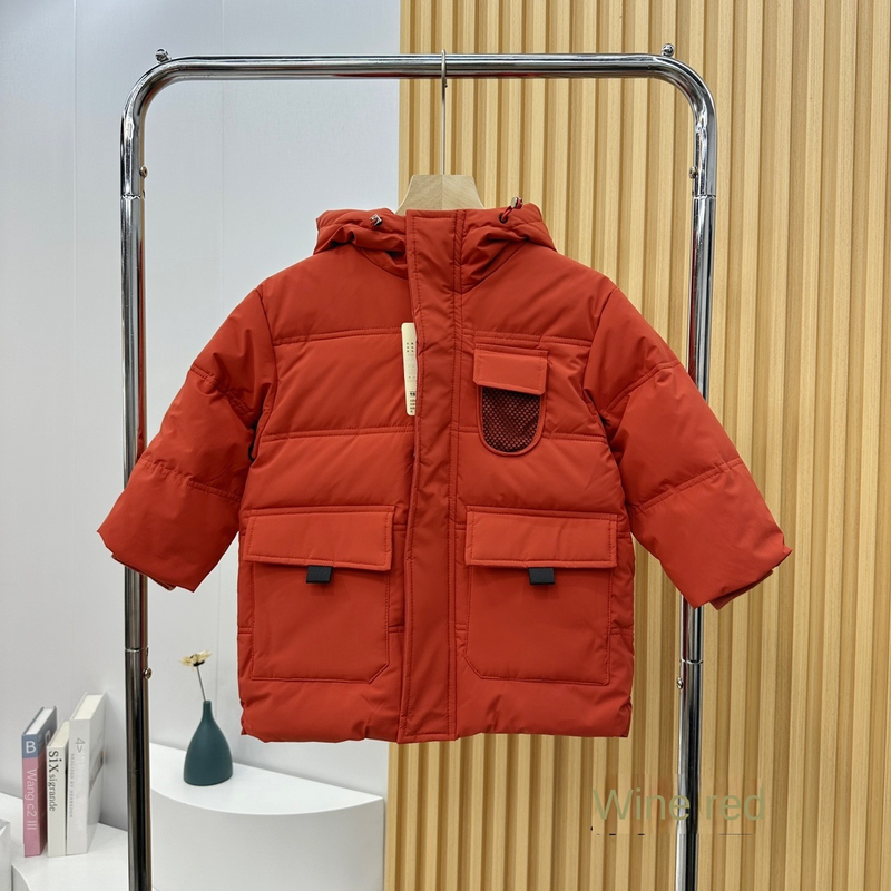 Children's mid-length white duck down jacket boys and girls thickened jacket hooded down jacket light and soft warm clothes_voghion.com