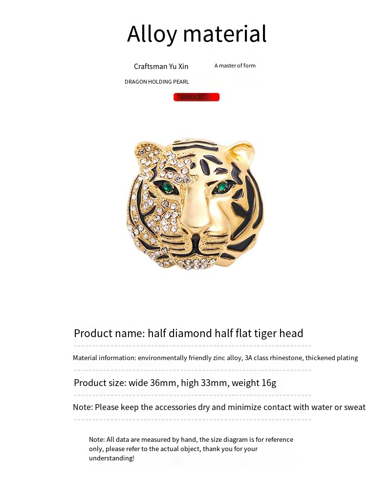 Designer Premium Strass Diamant Tiger Brosche Kragen Pin Vintage Herren Corsage Anzug Brosche Legierung Brosche_voghion.com