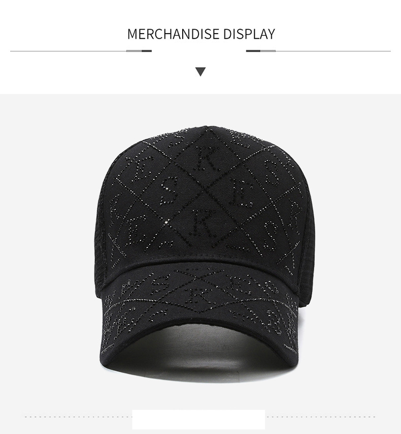 Unisex Instagram diamond-encrusted letter cap children spring/summer fashion temperament net cap breathable baseball cap tide_voghion.com