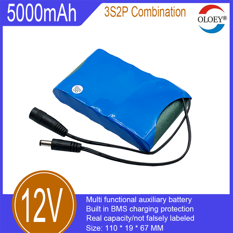 12V lityum iyon şarj edilebilir pil, 3S2P, 5000mAh, dahili BMS şarj koruması, dış mekan aydınlatması, bisiklet aydınlatma yardımı vb. için kullanılır_voghion.com