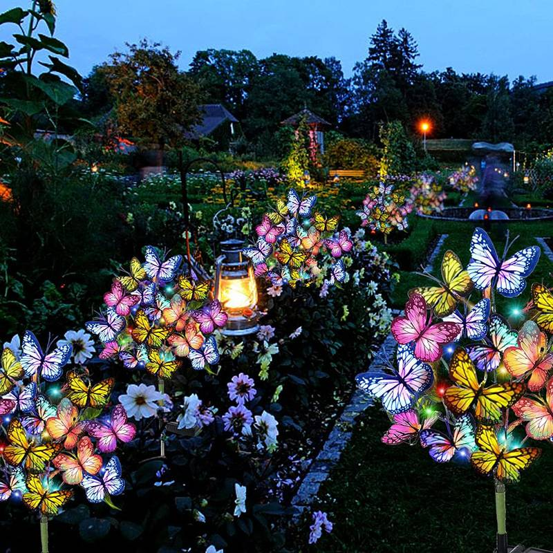 New Hot Selling Solar 4 Head 5 Head Butterfly Lantern Outdoor Lawn Garden Decoration Atmosphere Lamp_voghion.com