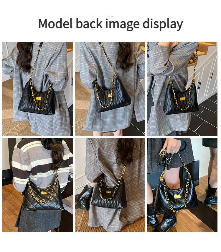 2025 Nieuwe mode hoogwaardige Diamond Grid Chain enkele schoudertas met verstelbare crossbodyband en handtas._voghion.com