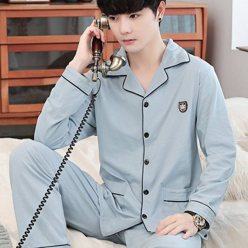 100 % reine Baumwolle Herren Nachtwäsche 2-teilig Casual Nachtwäsche Plaid Herbst Nachtwäsche Home Wear Herren Nachtwäsche Reine Baumwolle Nachtwäsche Set_voghion.com