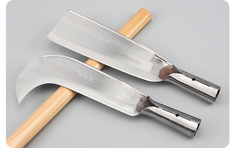 Taglialegna in acciaio inossidabile - Machete forgiato a mano per impieghi gravosi per agricoltura, giardinaggio e bushcraft (lama da 21 cm, manico da 30 cm, forma a falce larga)_voghion.com