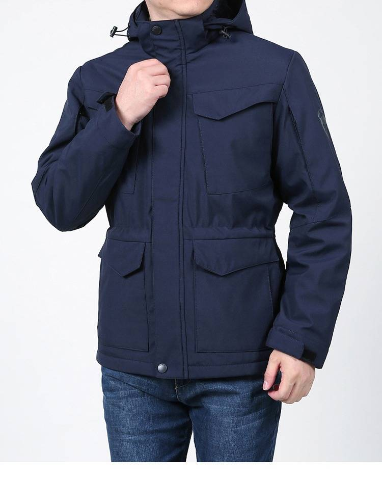 Winterjacke für Herren mit Fleecefutter und Kapuze – Wasserabweisender Mantel mit vielen Taschen und abnehmbarer Kapuze (M-4XL, Oversized-Passform, Outdoor-Arbeitsbekleidung)_voghion.com