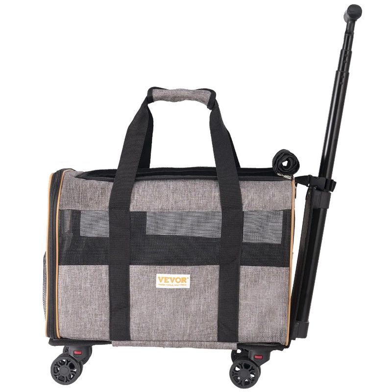 Shoulder Handle And Wheels, Carrier Dog Carrier Approved Rolling With Whee Strap, Cat With Airline Pet Telescopic Carrier With_voghion.com