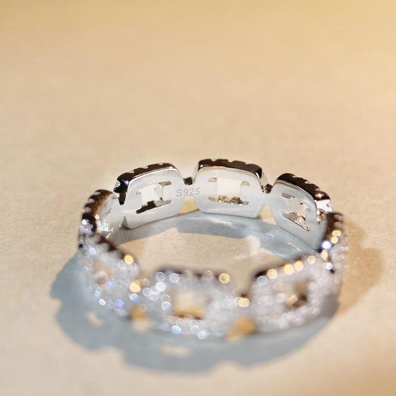 Tancise, anello a catena in argento Sterling S925, da donna, con diamante completo, naso di maiale, anello a coda di coppia, stile sovrapposto, stile versatile_voghion.com