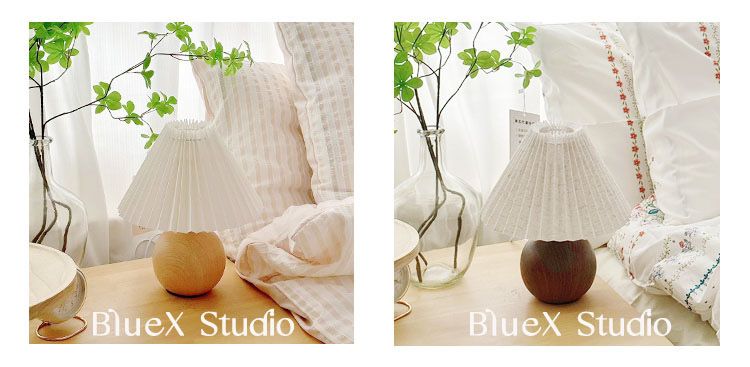 Lampada da comodino in ceramica nordica da tavolo plissettato, accogliente, romantica, semplice, in stile INS, stile femminile, di alta qualità._voghion.com