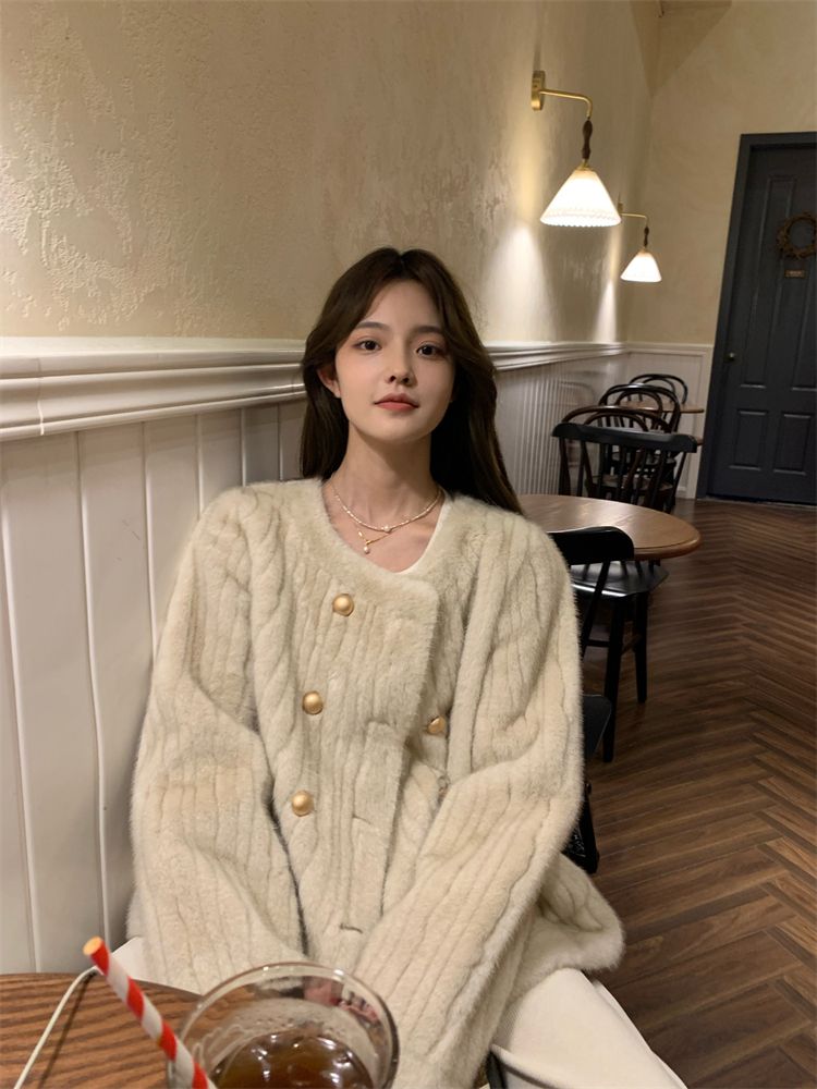 Nerz Schaffell Integrierte Stil High-end Herbst Winter Verdickt Plüsch Umweltfreundliche Pelz Mantel Frauen Flauschigen_voghion.com