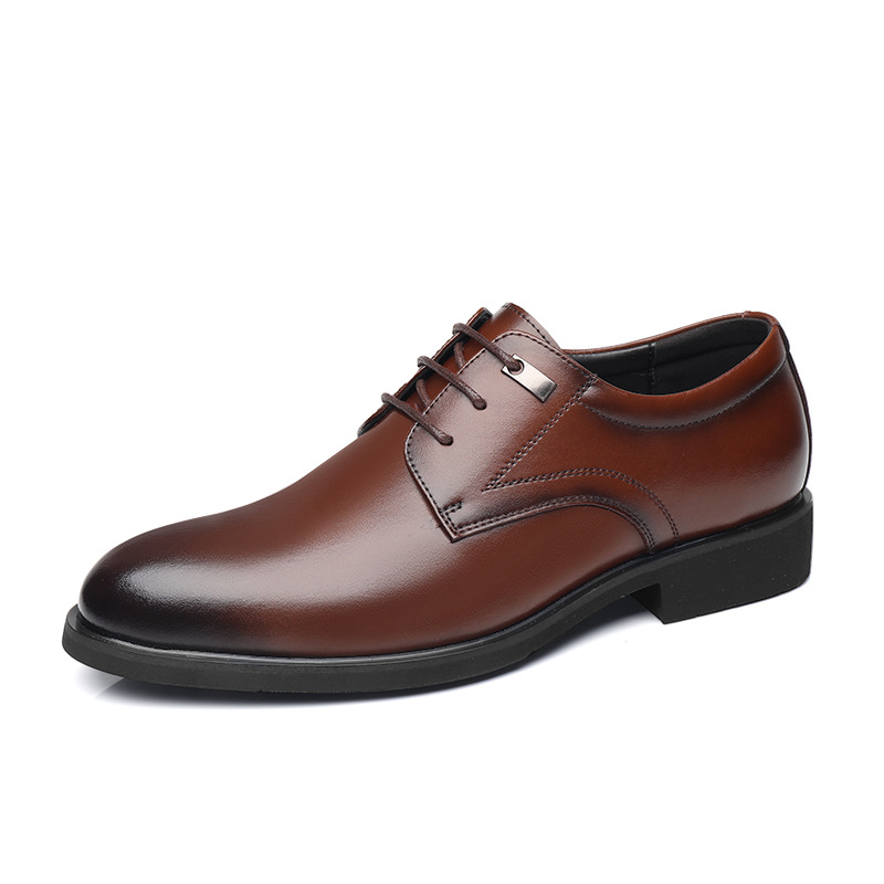 Zapatos de cuero para negocios de verano, con alzas, versión coreana informal con aberturas, para hombre._voghion.com
