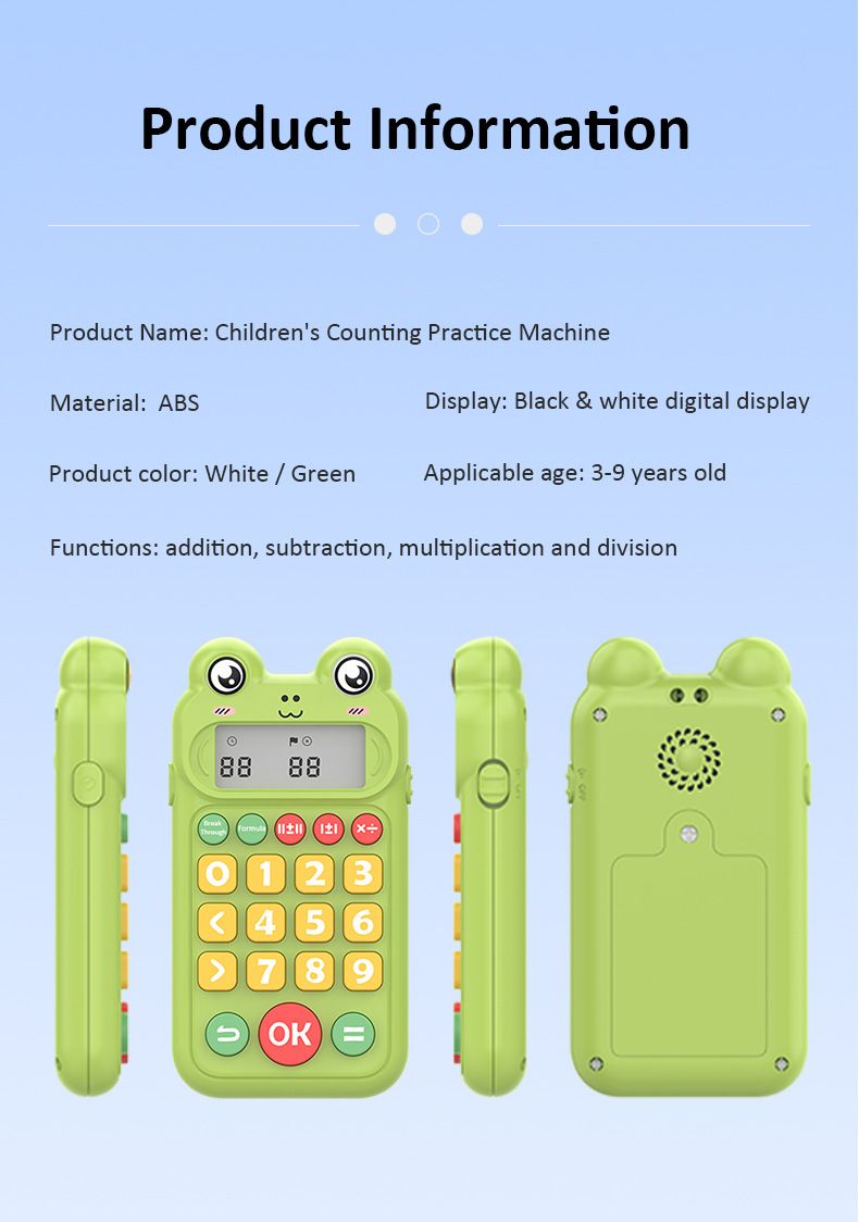 Mini hesap makinesi taşınabilir öğrenci sevimli ilkokul sözlü aritmetik uygulama hazine matematik aritmetik öğrenme makinesi_voghion.com