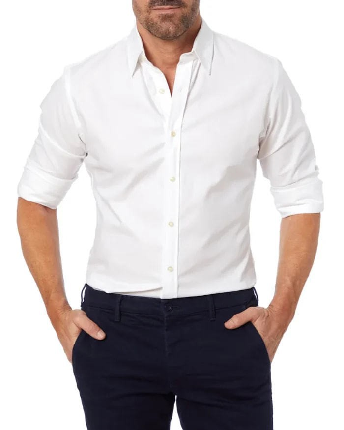 Camicia da uomo CT Plus Size in cotone Oxford con bottoni nascosti e cerniera_voghion.com