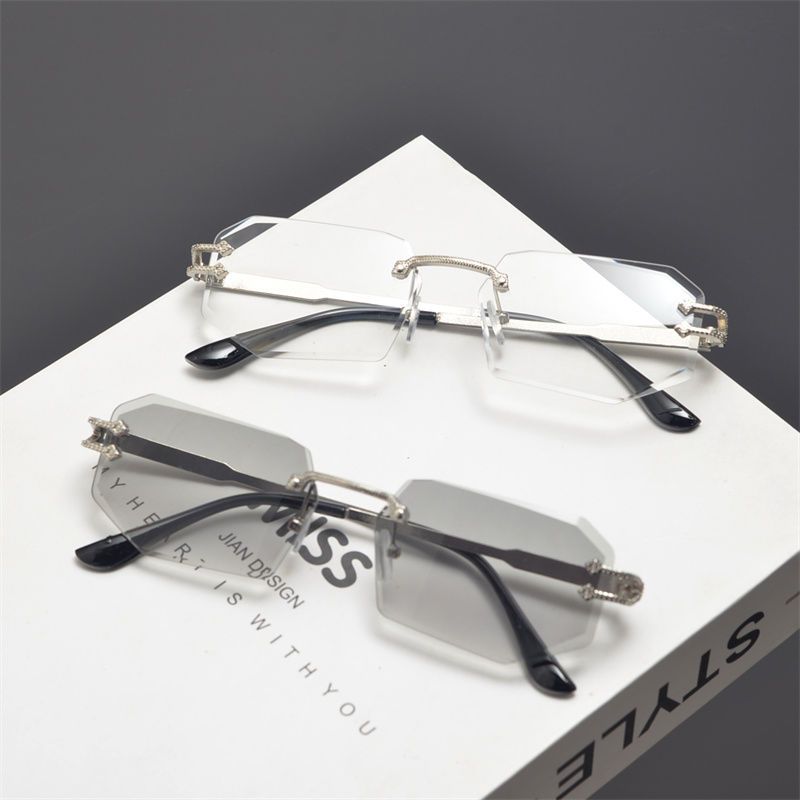 Sommer Rechteckige Randlose Sonnenbrille Modetrend Sonnenbrille_voghion.com