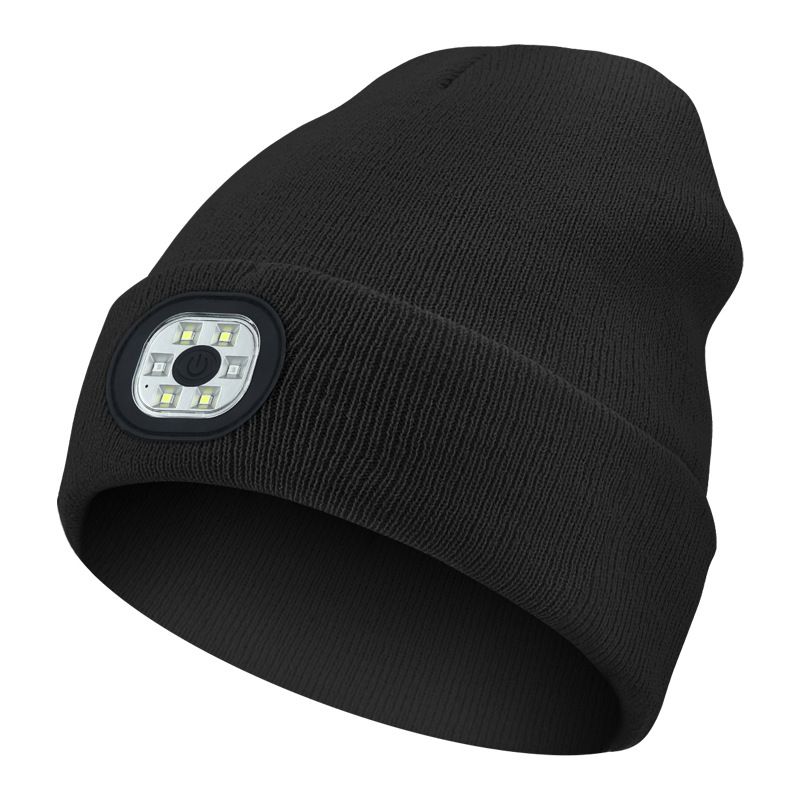 Unisex Rechargeable six-light beaded LED light-emitting knitted hat_voghion.com