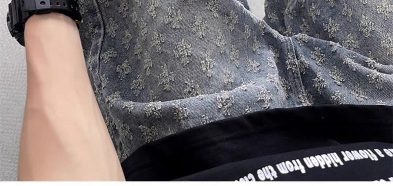 Herrenbekleidung Jeans-Shorts Herren Sommer Trendy Brand Hübsche lockere lässige Distressed Wide Leg Shorts_voghion.com