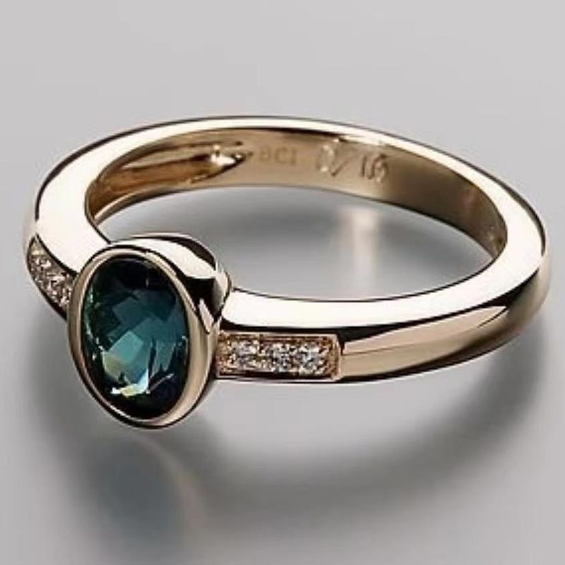 Fede nuziale personalizzata con diamanti per uomo e donna, intarsi blu alla moda_voghion.com
