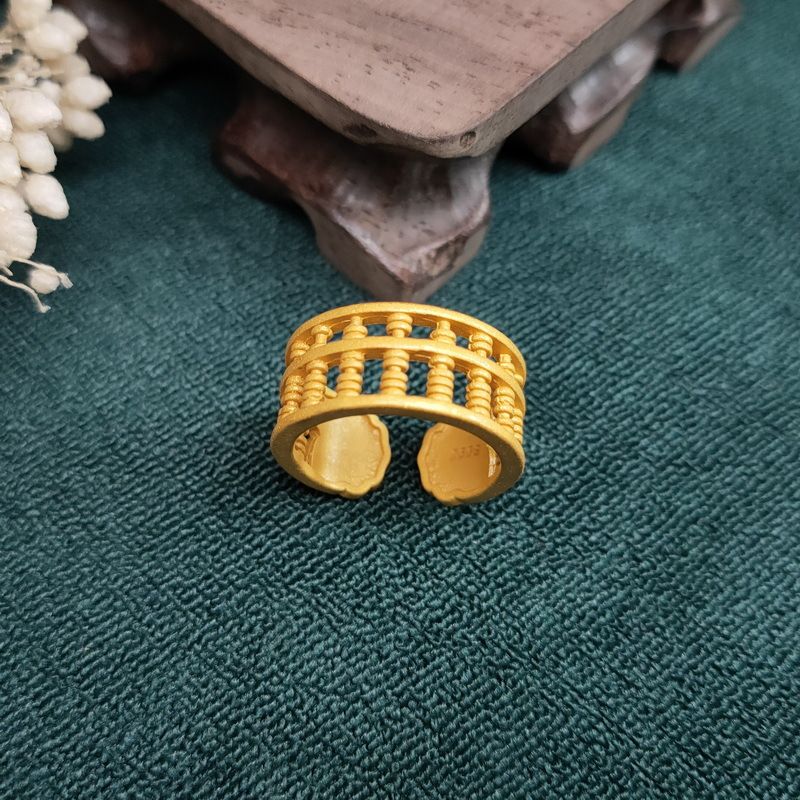 Anello abaco colorato, moneta di rame per donna, design semplice e versatile, con sbiadimento minimo o nullo e un design di nicchia_voghion.com