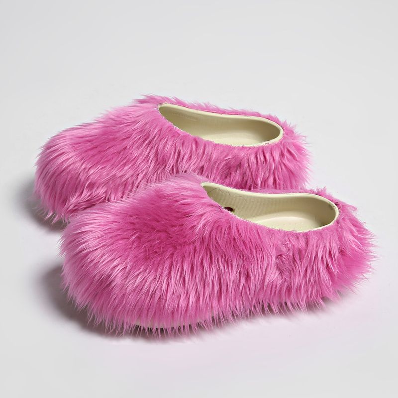 Chaussons mules en fausse fourrure avec semelle plateforme – Chaussures unisexes confortables pour l'intérieur et l'extérieur, antidérapantes et confortables, tendance années 2000_voghion.com