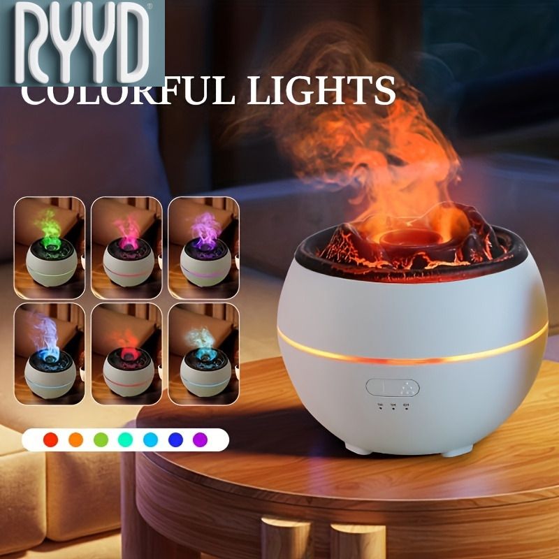 OIITH RYYD - Difusor USB Volcán de 350 ml, humidificador portátil para el hogar, baño, sala de estar y dormitorio (sin fragancia)_voghion.com