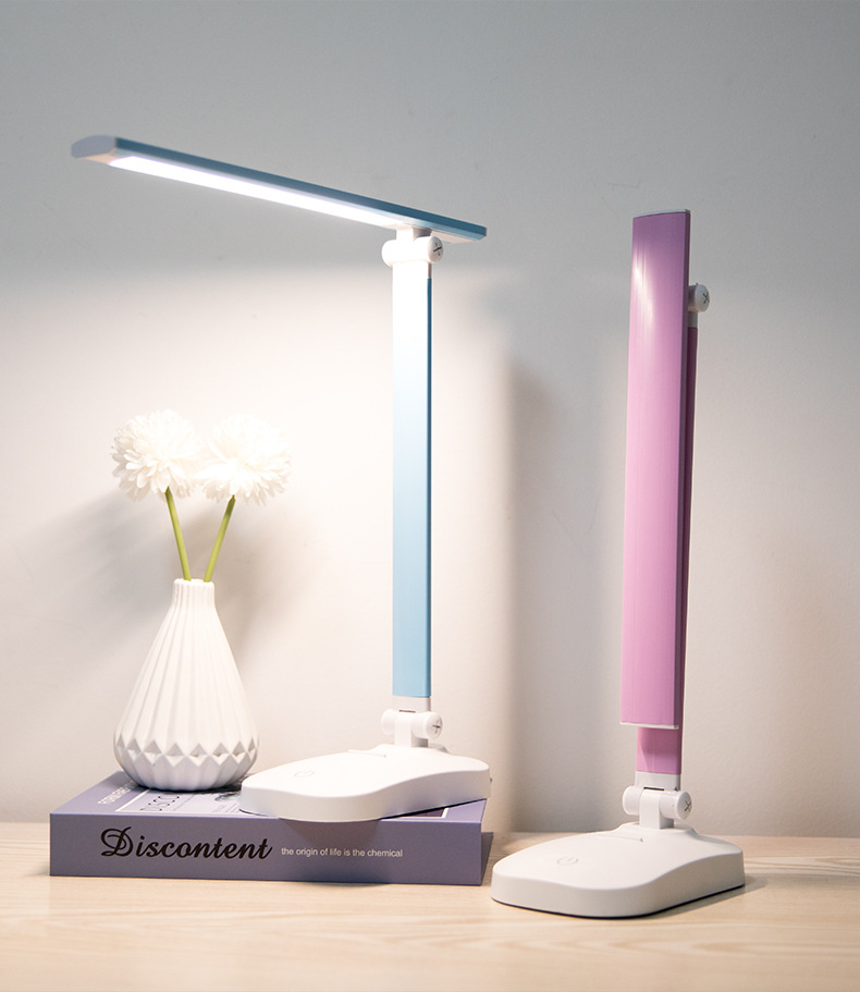 Lampe de bureau pliable à LED pour protection des yeux, chargement USB, gradation tactile, lampe de bureau pour dortoir d'étudiants, lampe de chevet pour chambre à coucher_voghion.com