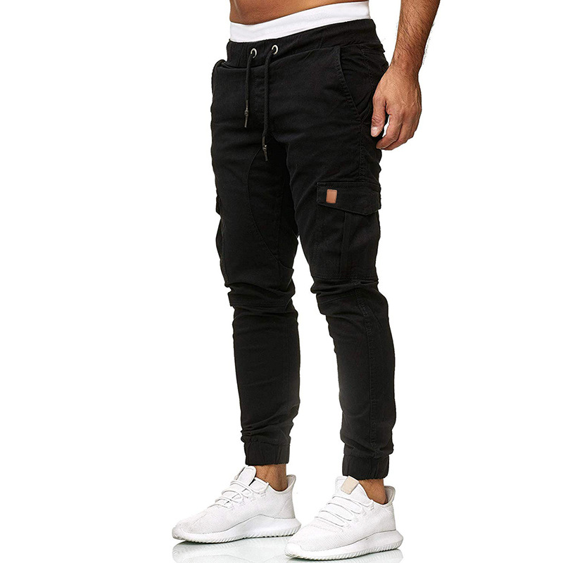 2023 Autumn New Elastic Waist Pockets Drawstring Pencil Pants Man Fashion Jogging Cargo Pants Running Trousers Brand Clothing_voghion.com