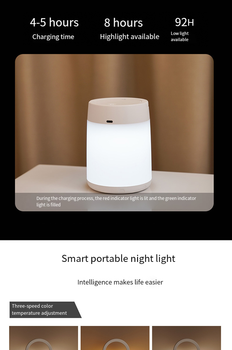 NVC Lighting LED Portatile Ricaricabile Comodino Dormire Madre e Bambino Allattamento Luce Morbida Protezione Occhi Luce Notturna_voghion.com
