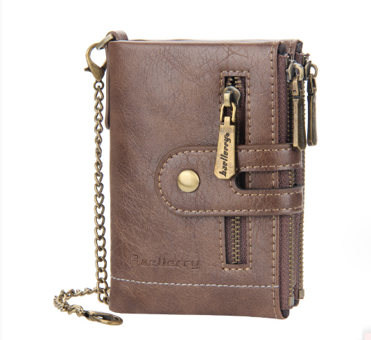 New Men's Short Wallet, European And American Business Double Zipper Zero Wallet, Multi Card Position, 30% Discount Wallet_voghion.com