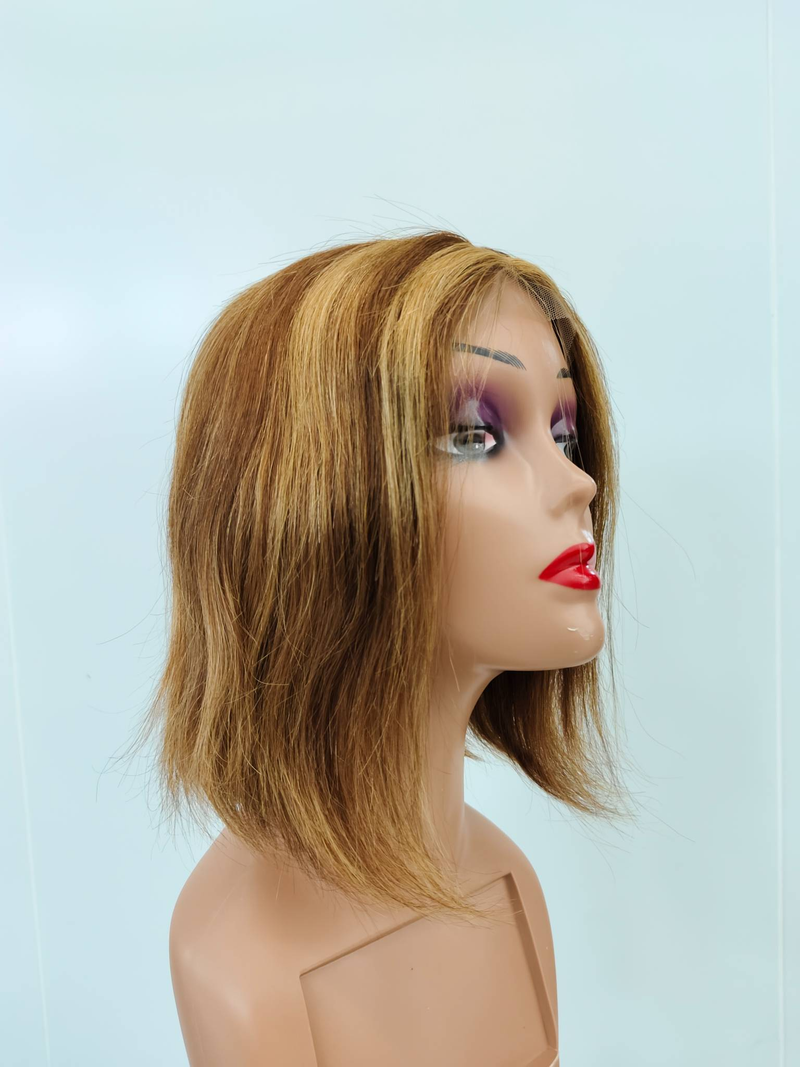 Promozione Parrucca Bob Corta Lisci Evidenziata Frontale In Pizzo Trasparente Parrucche Per Capelli Umani Per Le Donne Parrucca In Pizzo 4x1 Con Ombre Biondo Miele Evidenziata_voghion.com