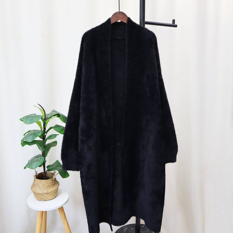 Îmbrăcăminte pentru femei, pulover din catifea de nurcă, stil leneș, haină lungă pentru femei, toamnă și iarnă, stil nou, curea, temperament, cardigan tricotat, tendință_voghion.com