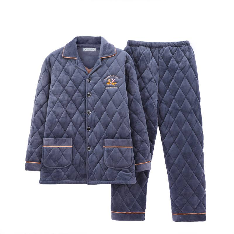 Clothing Plus Herren Pamas Dreilagig Gesteppt Winter Verdickt Veet Warm Flanell Große Größe Korallen Fleece Home Kleidung_voghion.com