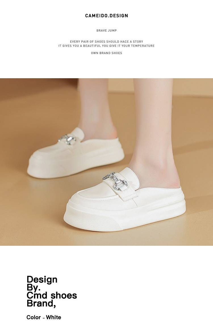 Cameido Women's Thick-soled Closed-toe Half Slippers For Outdoor Wear, Backless Lazy Person Slippers, Sports Slippers_voghion.com