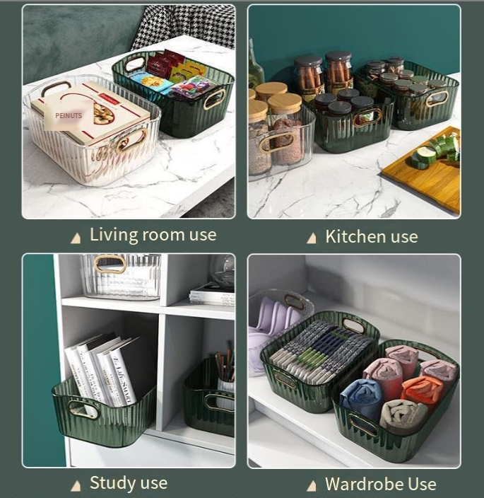 Light Luxury Desktop Storage Box PET Skin Care Storage Basket Transparent Sundries Snacks Cosmetics Storage Box_voghion.com
